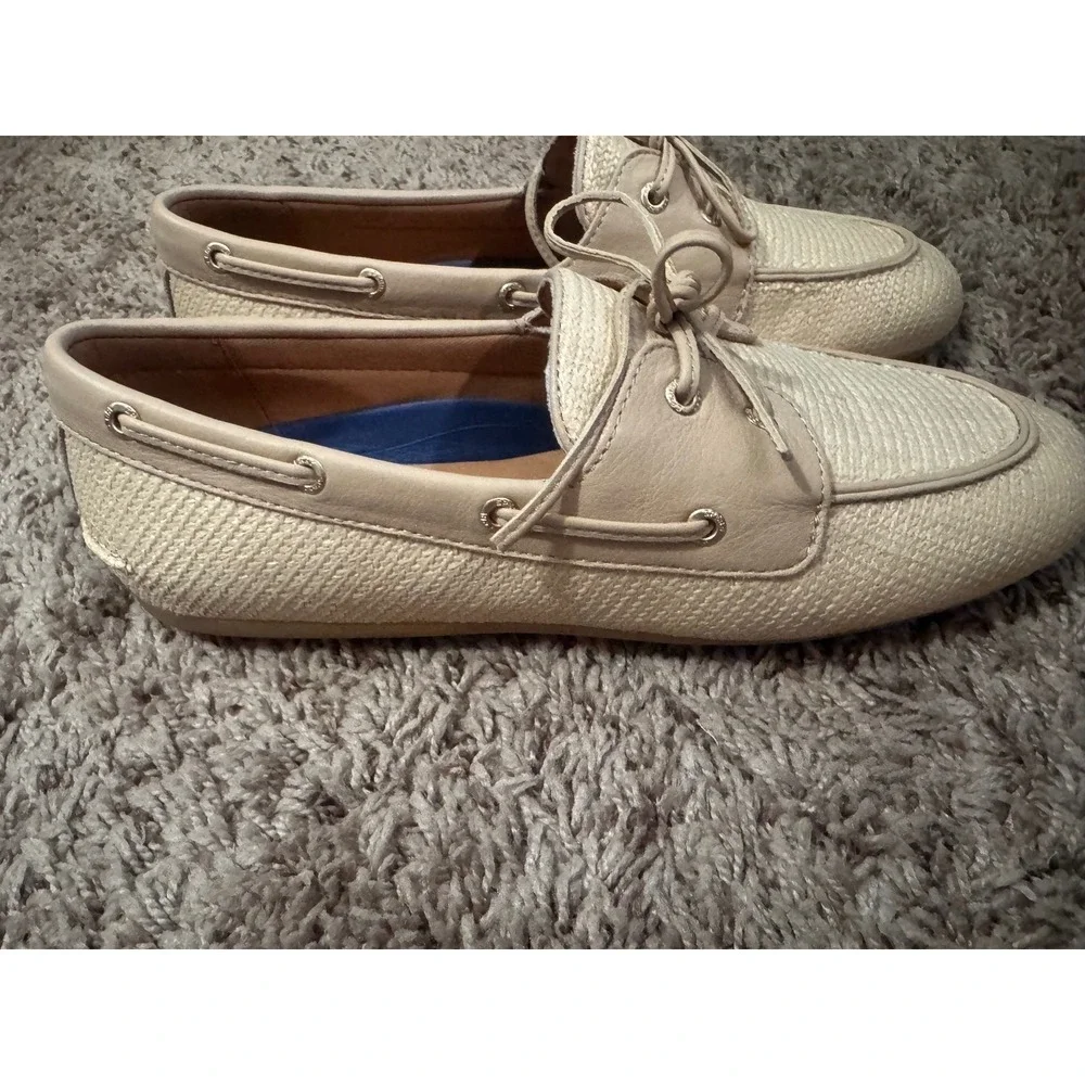 Sperry Boat Shoes Slimboat WM Women's Size 10 Beige Raffia Loafers NWOT
